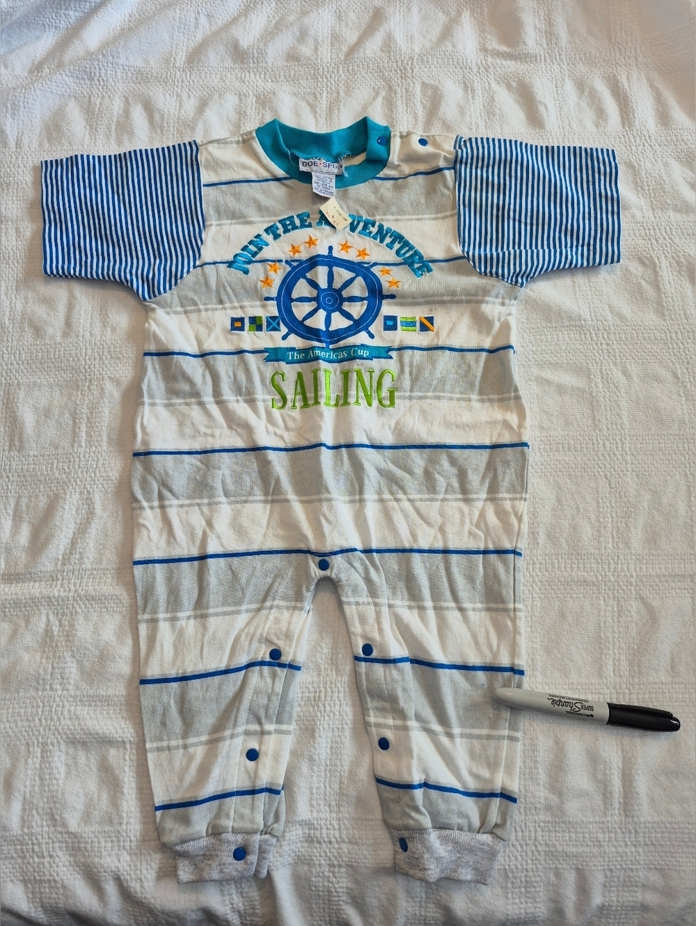 Vintage Doe Spun boys 24 months romper nautical theme NEW